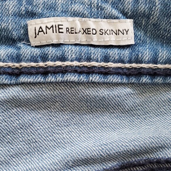 Black Daisy Graphic Print Relaxed Skinny Ripped Jeans SZ 7/28 - Picture 7 of 10